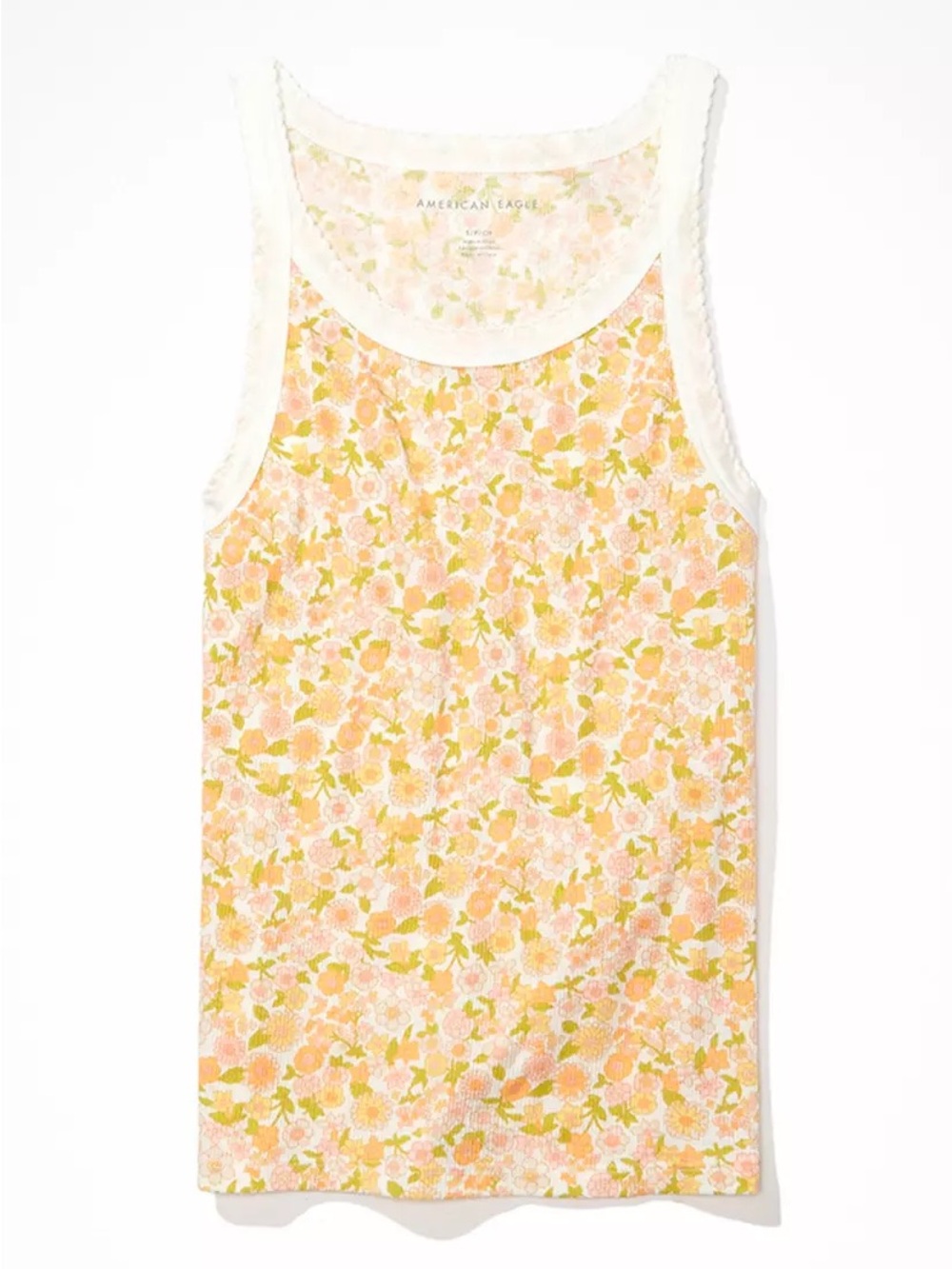 Y2K American Eagle Outfitters Floral Ribbed Tank Top